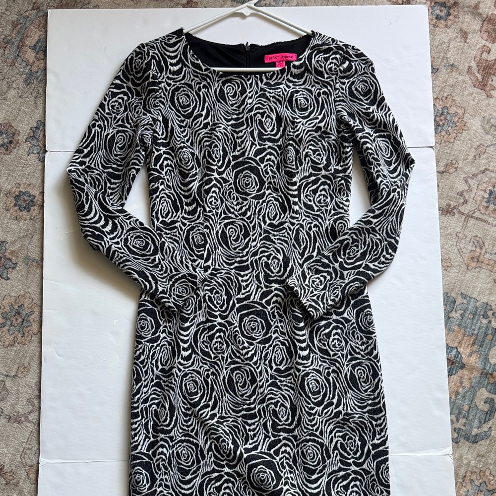 Betsey Johnson Black and White Rose Pattern Dress